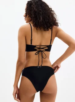 Embroidered pearl palm tree bandeau top