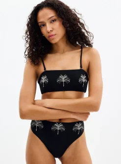 Embroidered pearl palm tree cheeky bottom