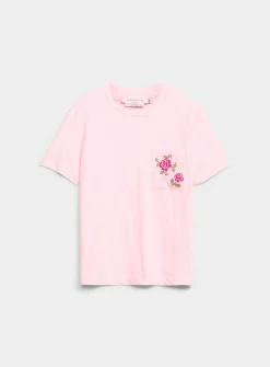 Embroidered pocket 100% organic cotton slub T-shirt