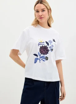 Embroidered printed oversized T-shirt