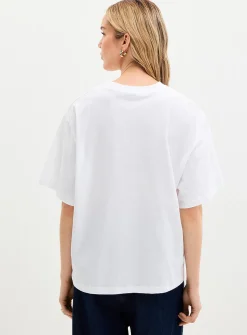 Embroidered printed oversized T-shirt