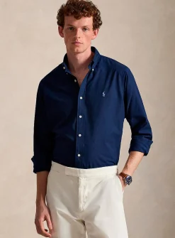 Embroidered rider stretch poplin shirt