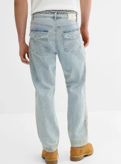 Embroidered side-band jean