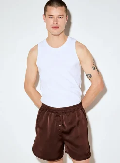 Embroidered signature ribbed tank