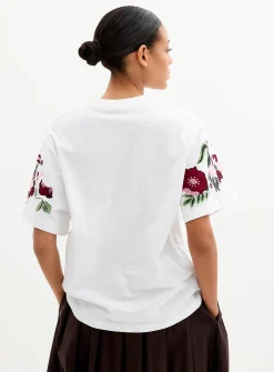 Embroidered sleeves loose T-shirt