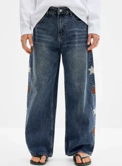 Embroidered star baggy jean