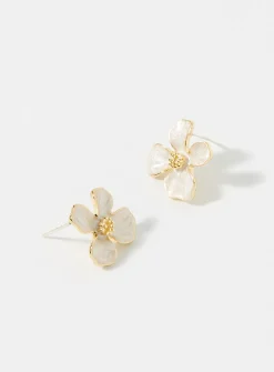 Enameled petal earrings