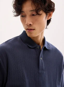 Etched stripe cropped polo