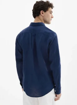 100% European linen long-sleeve shirt