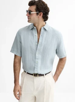 100% European linen short-sleeve shirt