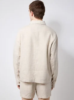 100% European linen zipped overshirt