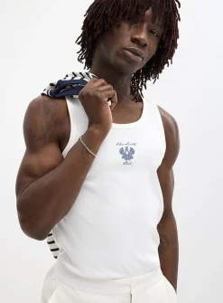 Exotic embroidery ribbed tank