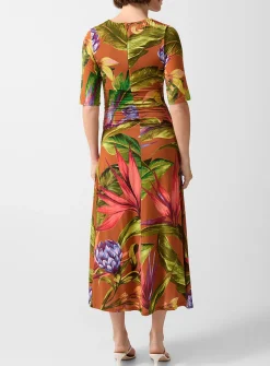 Exotic flora soft jersey maxi dress