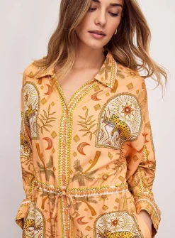 Exotic print maxi shirtdress