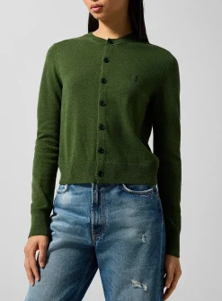 Face patch wool cardigan