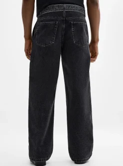 Faded-black belted jean