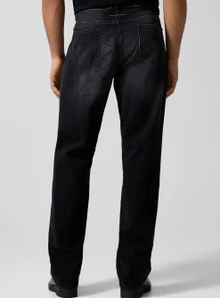 Faded black straight-leg jean