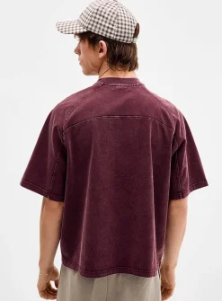 Faded panelled cropped T-shirt