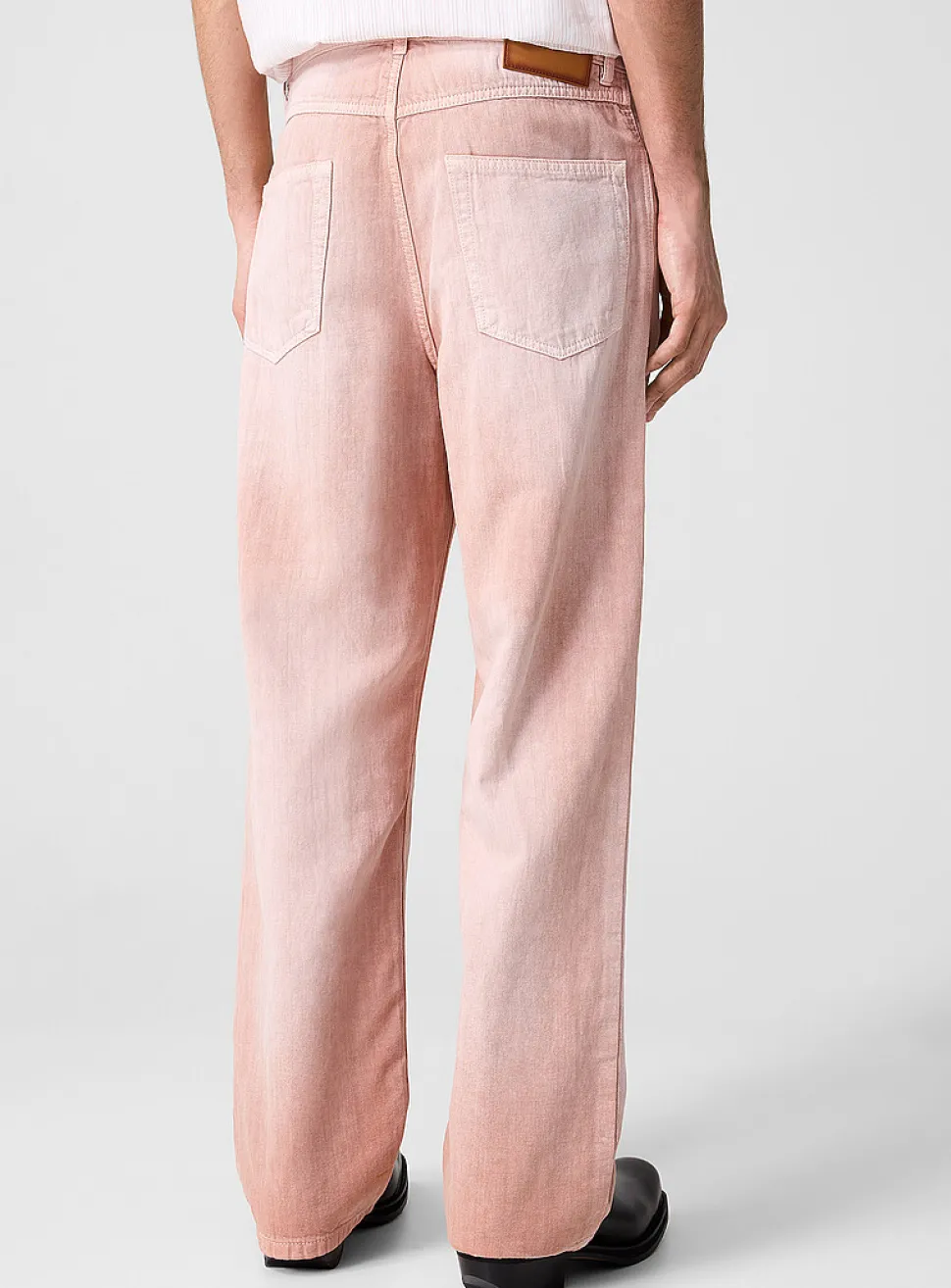 Faded pink cotton-linen jean