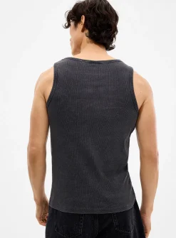 Faded ribbed jersey tank