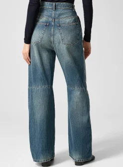 Faded wide-leg jean