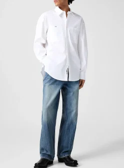 Faded wide-leg jean