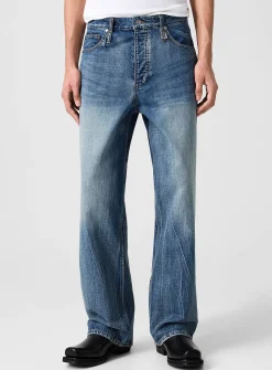 Faded wide-leg jean