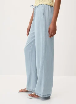 Faux-denim wide-leg pant