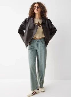 Faux-leather biker jacket