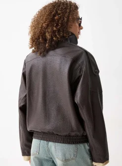 Faux-leather biker jacket