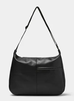 Faux-leather minimalist messenger bag