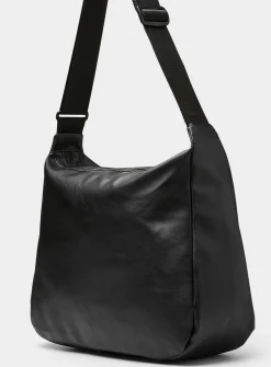Faux-leather minimalist messenger bag