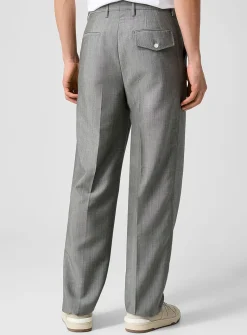 Faux-plain grey pleated pant