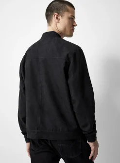 Faux-suede bomber jacket