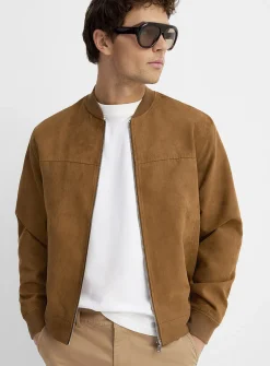 Faux-suede bomber jacket