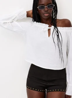 Faux suede studded microshort