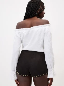 Faux suede studded microshort