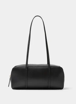 Filo ebony pebbled leather shoulder bag