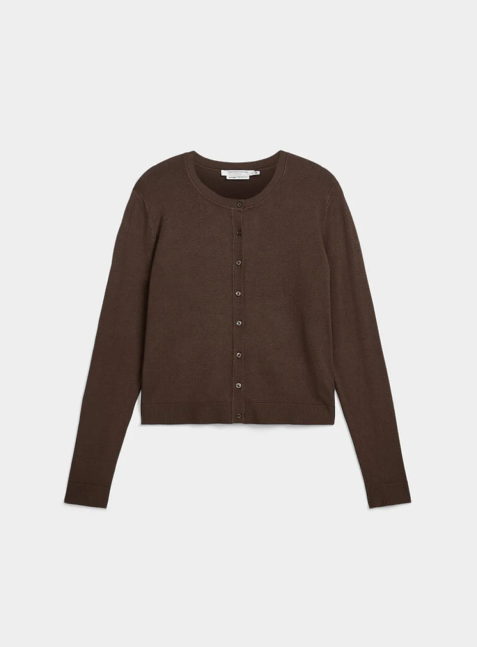 Fine-knit crew-neck cardigan