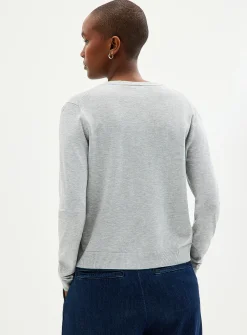 Fine-knit crew-neck cardigan