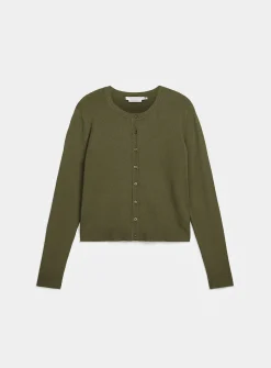 Fine-knit crew-neck cardigan