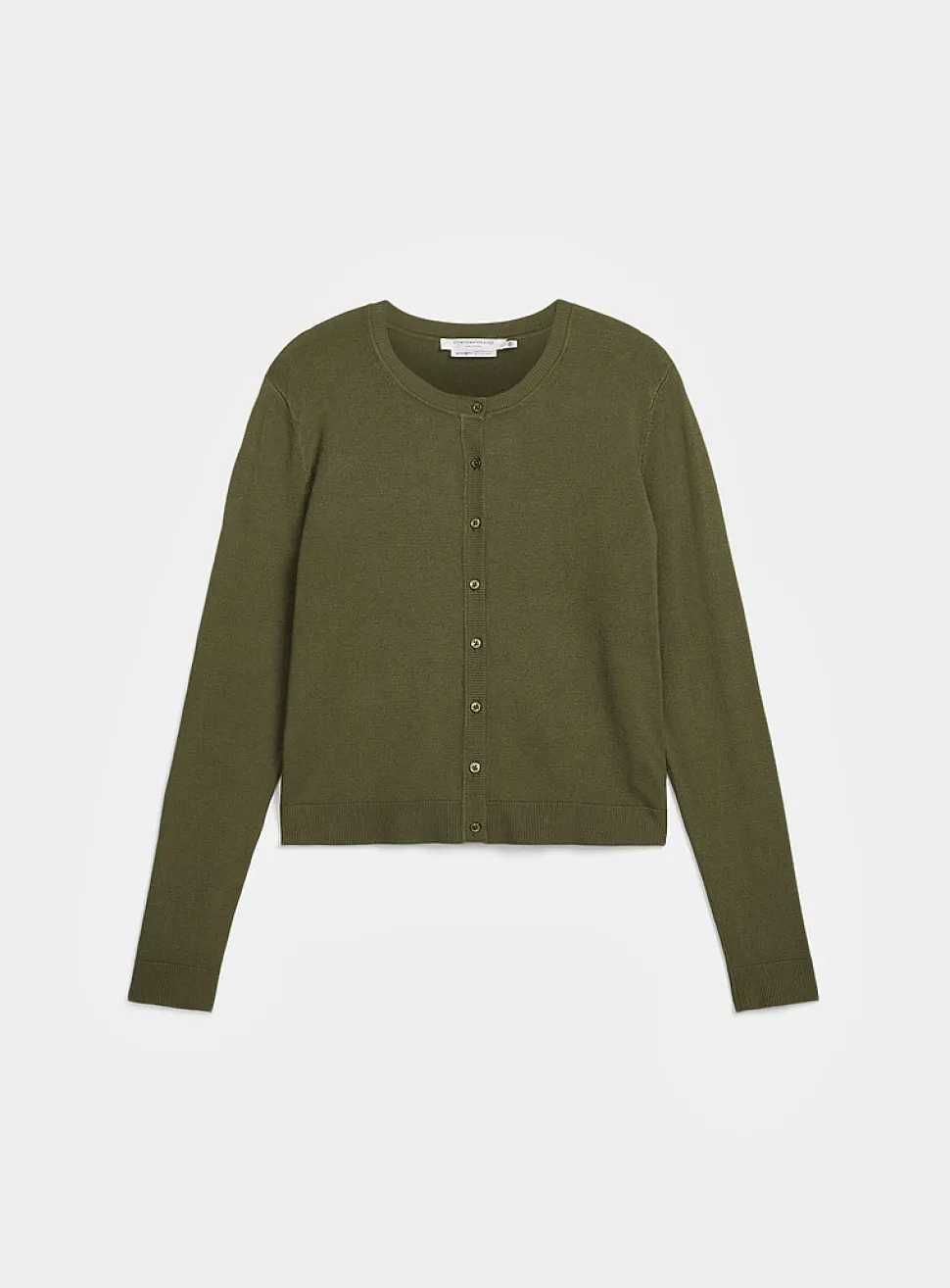 Fine-knit crew-neck cardigan