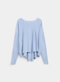 Fine knit oversized boxy-fit boat-neck sweater