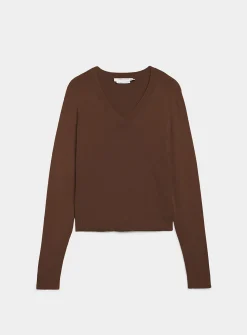 Fine-knit V-neck sweater