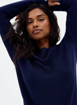 Fine ottoman-knit crew-neck sweater