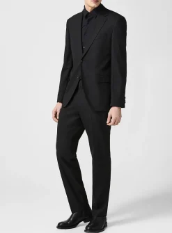Fitted black twill suit
