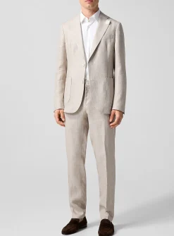 Fitted linen-blend pant