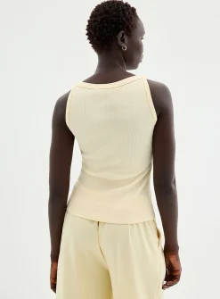 Fitted ribbed boat-neck cami