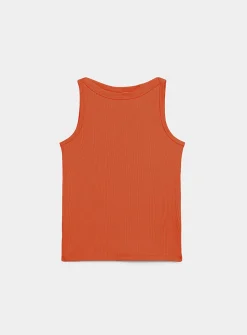 Fitted ribbed boat-neck cami