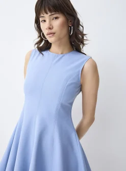 Fitted-waist flared tailored dress